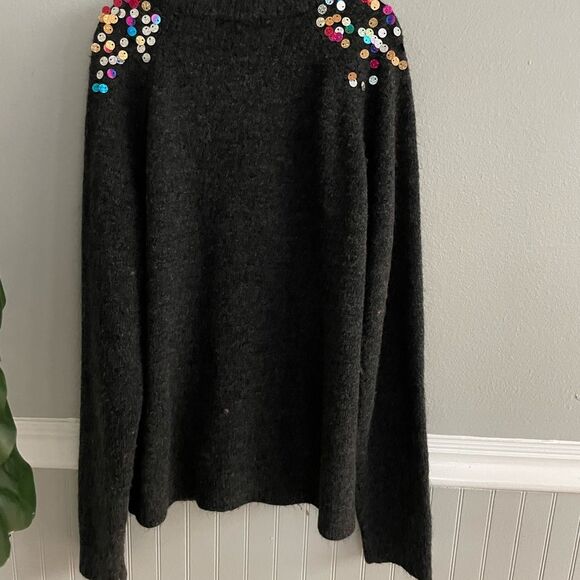 Big Girls Nordstrom 1901 Sequin Multi Color Grey Sweater Size XL - Picture 9 of 10